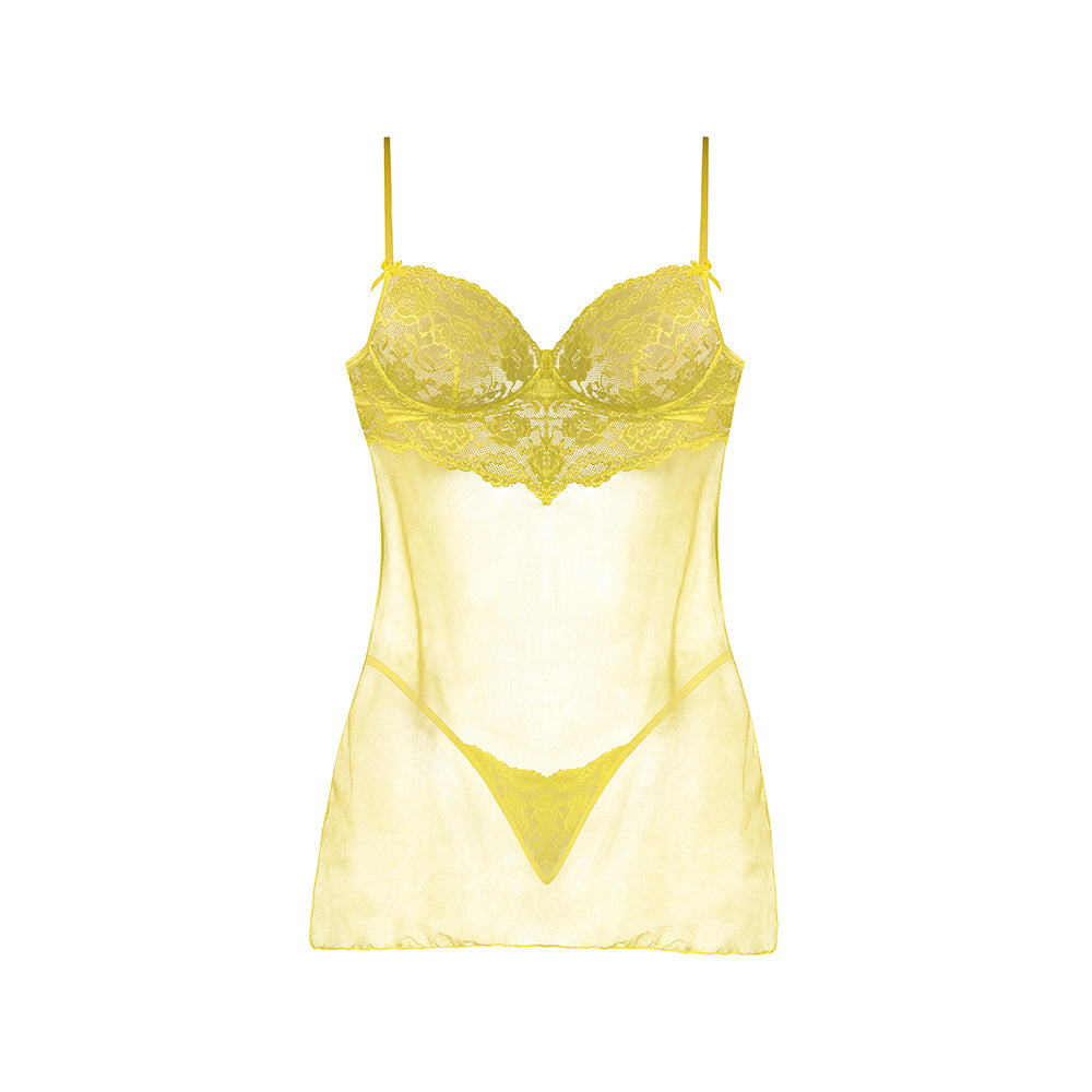 MAGIC SILK - DAFFODIL DREAMS BABYDOLL & G-SET YELLOW QUEEN SIZE