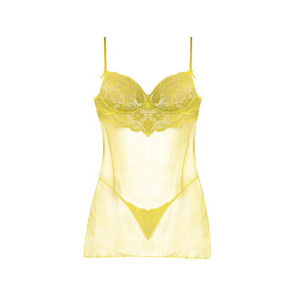 MAGIC SILK - DAFFODIL DREAMS BABYDOLL & G-SET YELLOW QUEEN SIZE