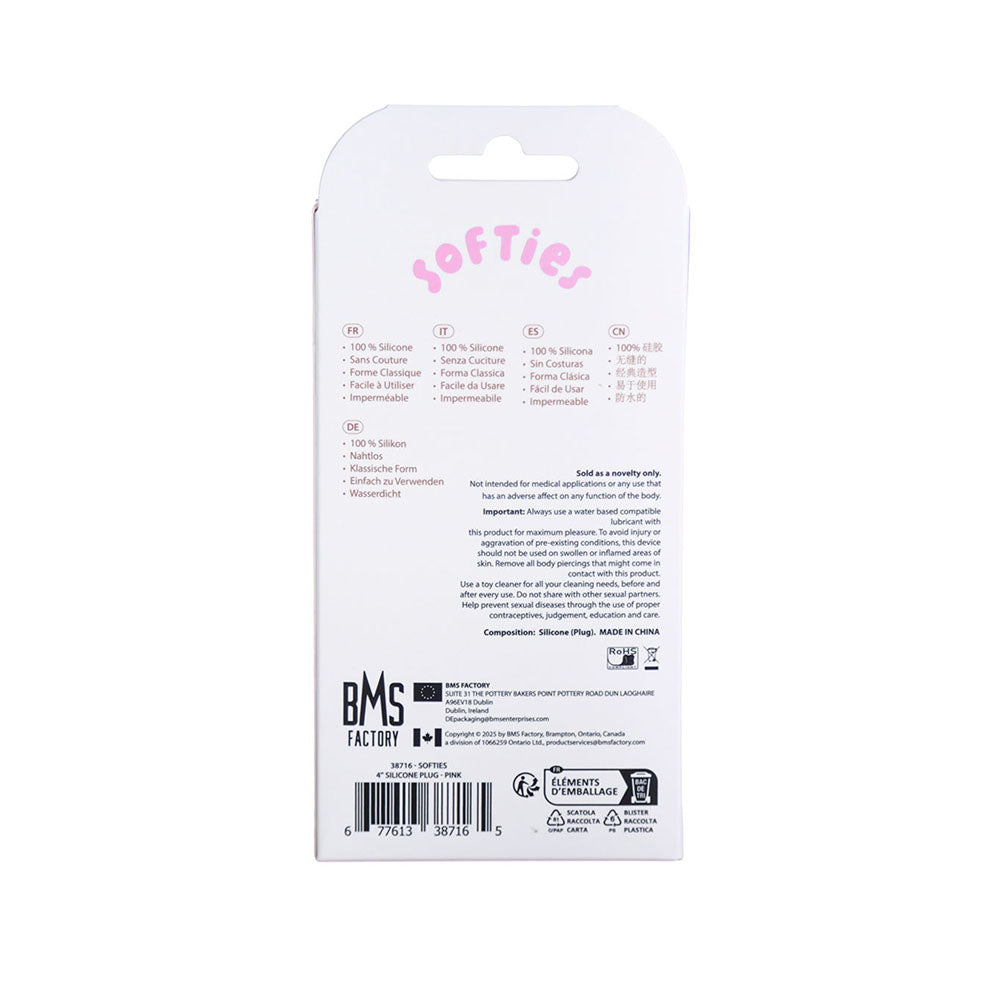 BMS - SOFTIES DUAL LAYER BUTT PLUG 4 IN. PINK