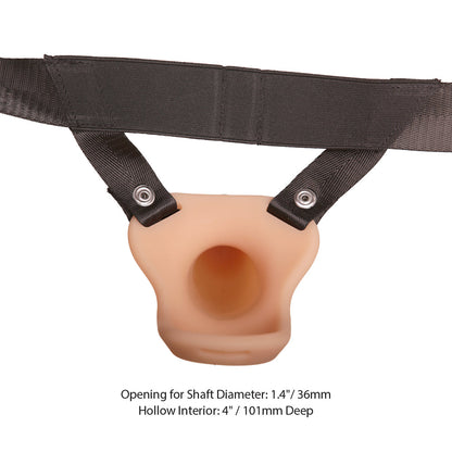 BMS - ADDICTION 7 IN. SILICONE HOLLOW DONG STRAP-ON BEIGE