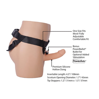 BMS - ADDICTION 7 IN. SILICONE HOLLOW DONG STRAP-ON BEIGE