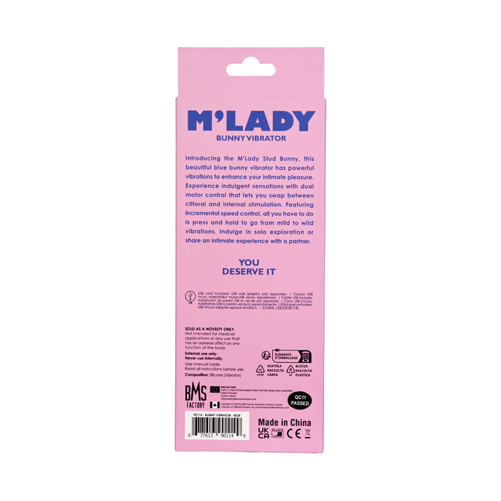 BMS - M''LADY BUNNY VIBRATOR 6 IN. BLUE