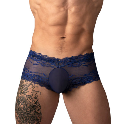 MALE POWER - SASSY LACE MINI SHORT SHEER POUCH