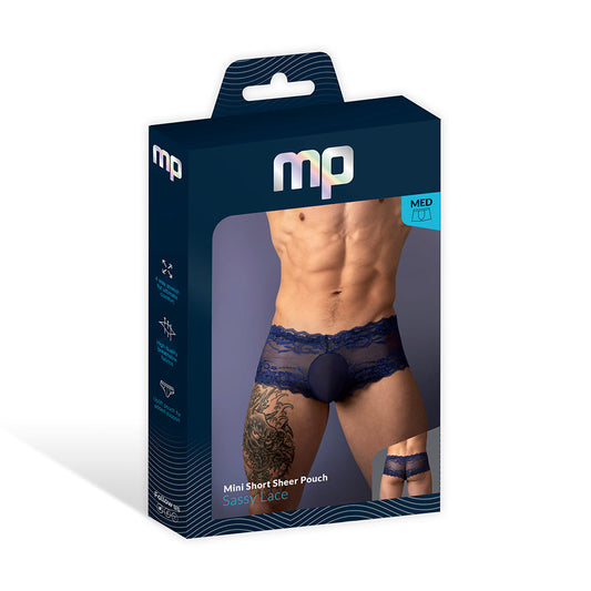 MALE POWER - SASSY LACE MINI SHORT SHEER POUCH