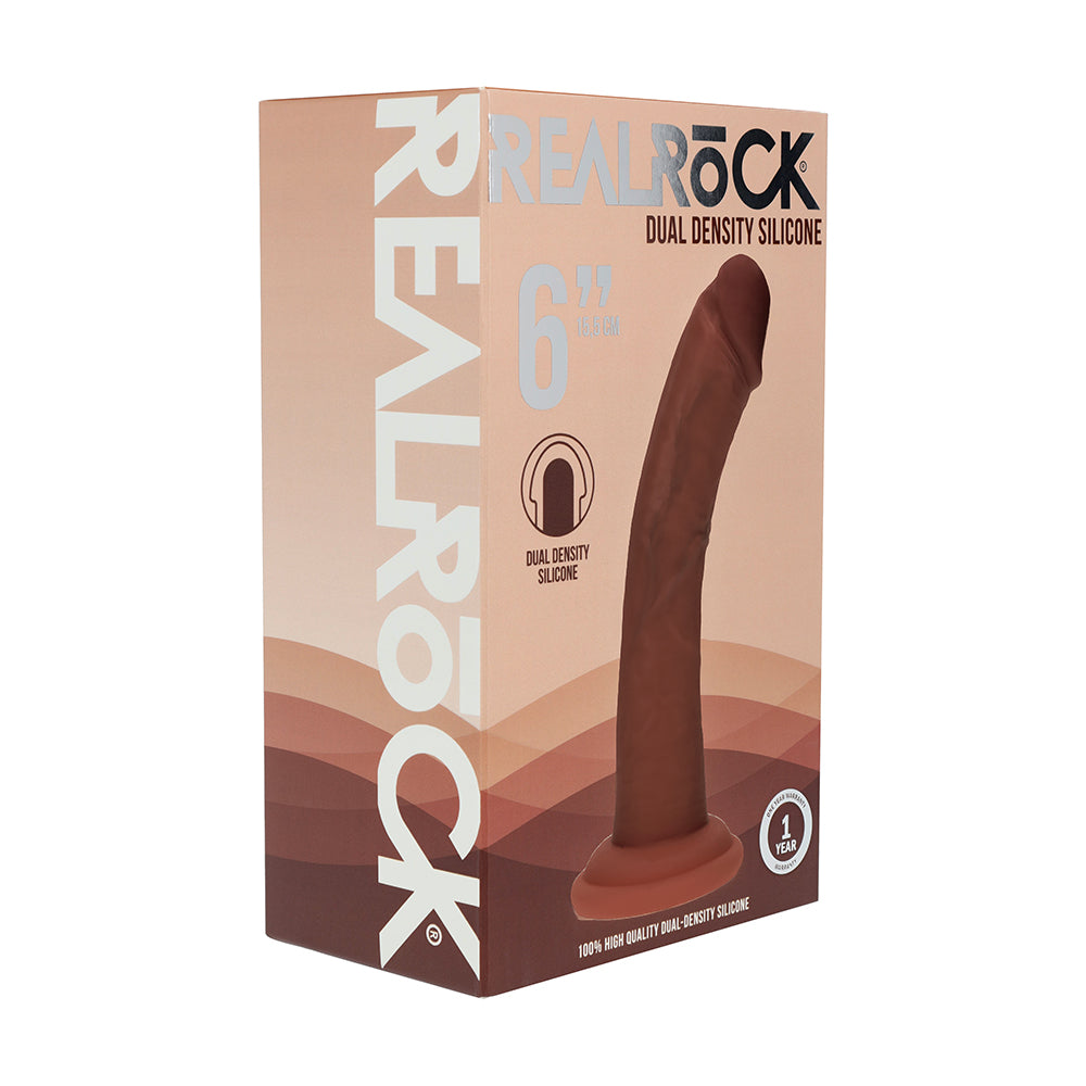 SHOTS - REALROCK DUAL DENSITY SILICONE REALISTIC CURVED DILDO 6 IN.