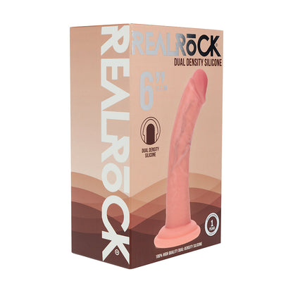 SHOTS - REALROCK DUAL DENSITY SILICONE REALISTIC CURVED DILDO 6 IN.