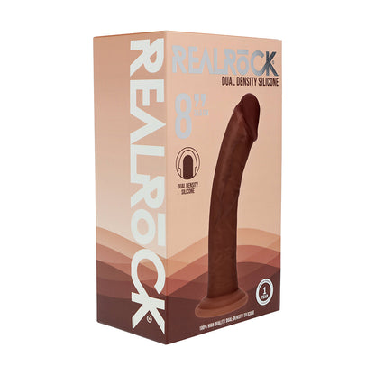 SHOTS - DILDO REALISTA CURVO DE SILICONA DE DOBLE DENSIDAD REALROCK 8 PULGADAS