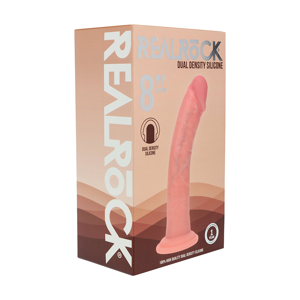 SHOTS - DILDO REALISTA CURVO DE SILICONA DE DOBLE DENSIDAD REALROCK 8 PULGADAS