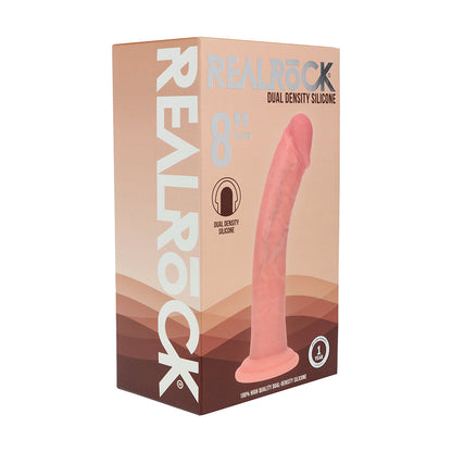 SHOTS - DILDO REALISTA CURVO DE SILICONA DE DOBLE DENSIDAD REALROCK 8 PULGADAS