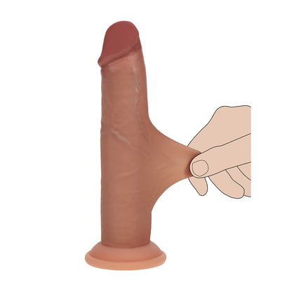 SHOTS - REALROCK DUAL DENSITY SILICONE SLIDING SKIN DILDO 8 IN. TAN