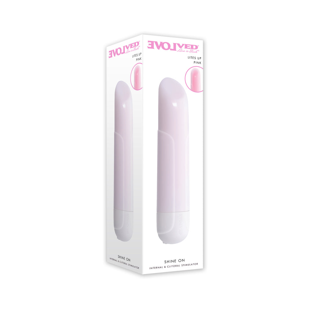 EVOLVED - SHINE ON GLOWING PINK VIBRATING BULLET WHITE/PINK