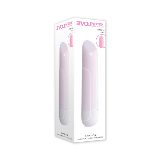 EVOLVED - SHINE ON GLOWING PINK VIBRATING BULLET WHITE/PINK