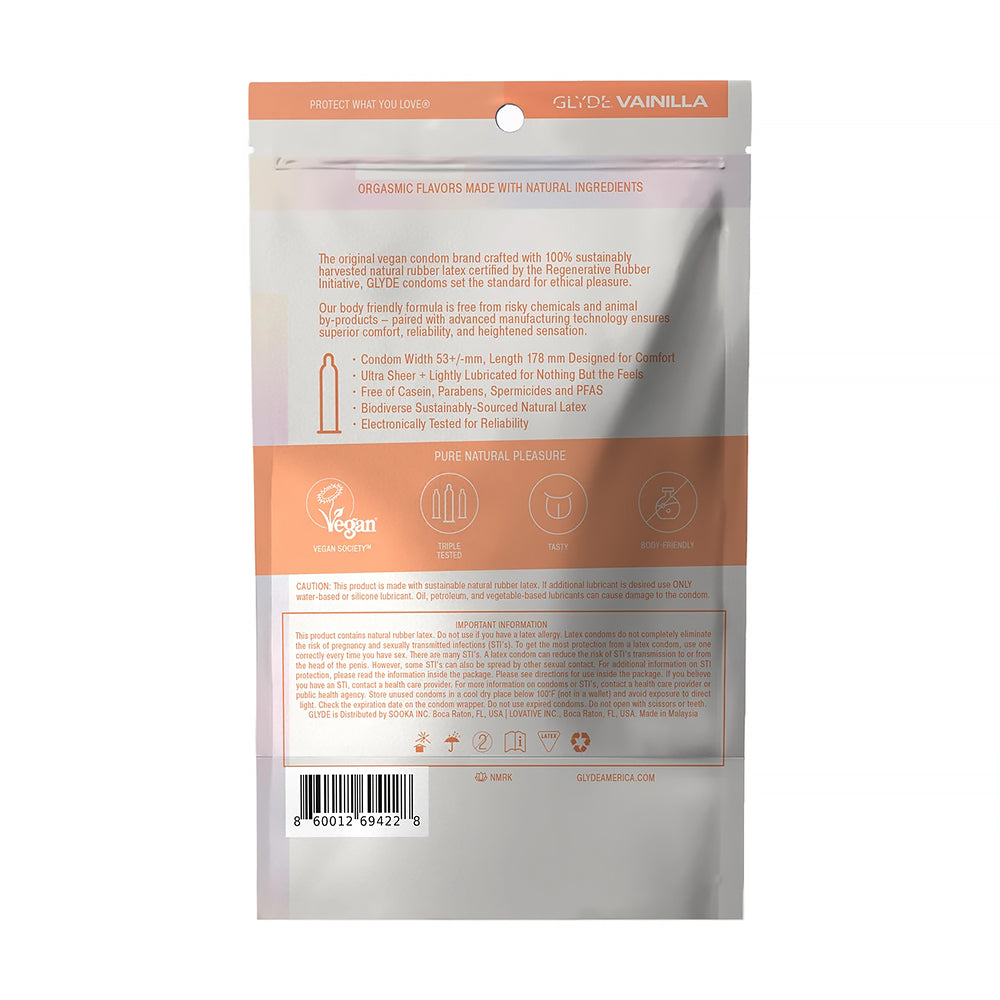 GLYDE CONDOMS - GLYDE ULTRATHIN LATEX CONDOM VANILLA FLAVORED 12-COUNT