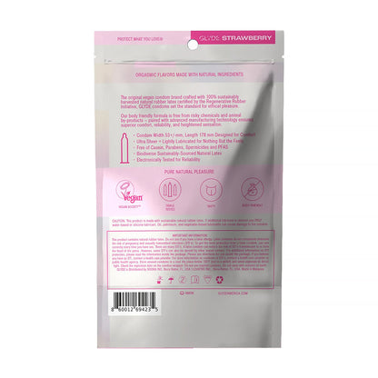 GLYDE CONDOMS - GLYDE ULTRATHIN LATEX CONDOM STRAWBERRY FLAVORED 12-COUNT