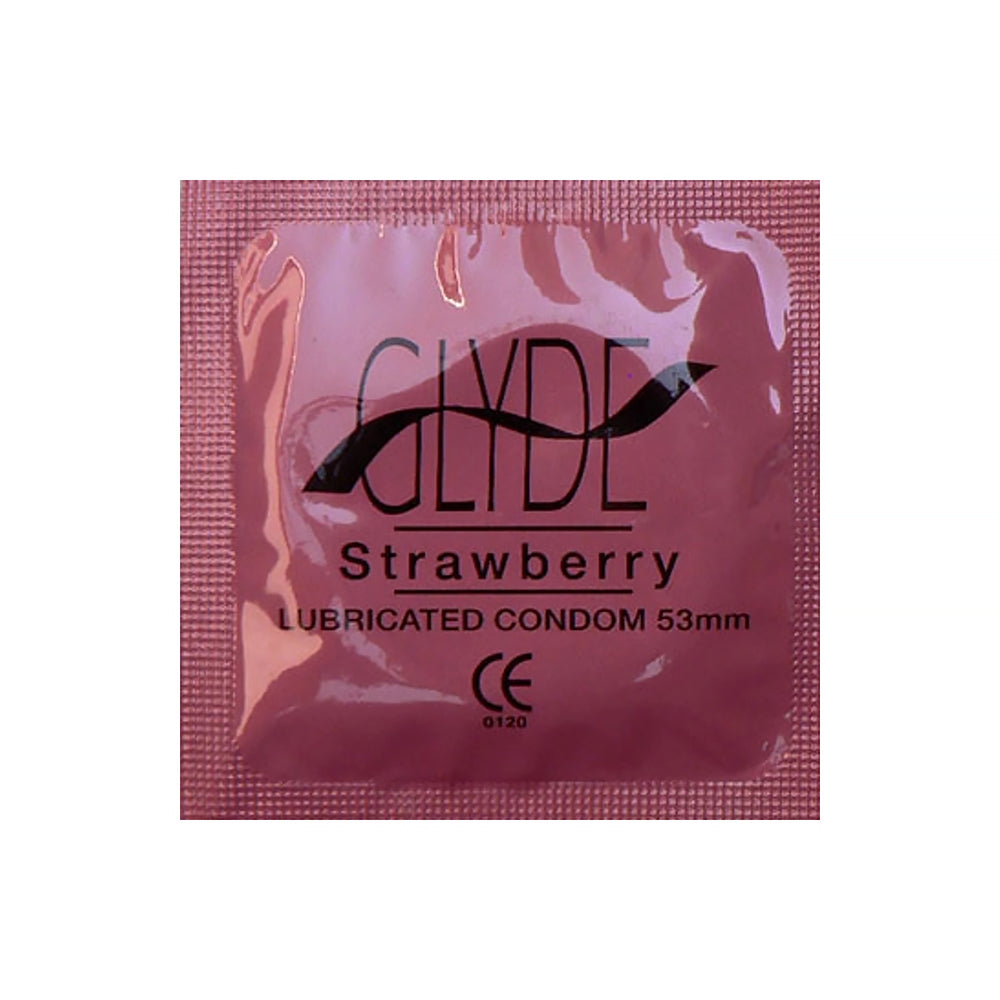 GLYDE CONDOMS - GLYDE ULTRATHIN LATEX CONDOM STRAWBERRY FLAVORED 12-COUNT