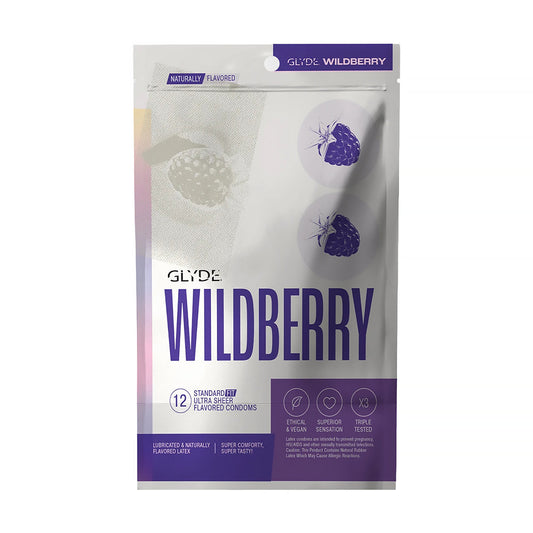 GLYDE CONDOMS - GLYDE ULTRATHIN LATEX CONDOM WILDBERRY FLAVORED 12-COUNT