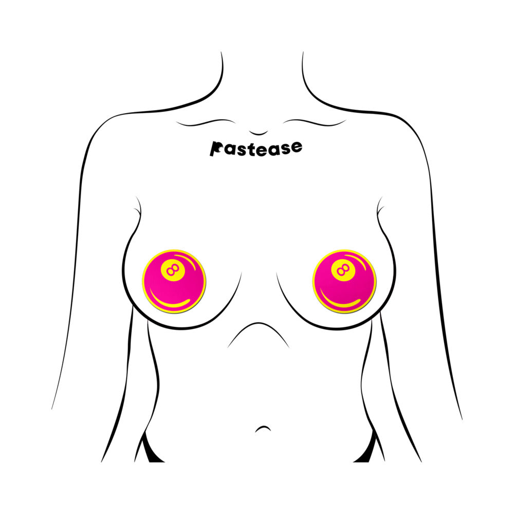 PASTEASE - NEON PINK & YELLOW 8-BALL BREAST PASTIES