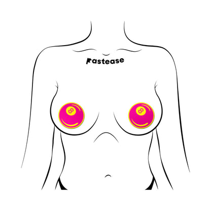 PASTEASE - NEON PINK & YELLOW 8-BALL BREAST PASTIES