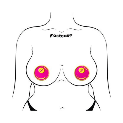 PASTEASE - NEON PINK & YELLOW 8-BALL BREAST PASTIES