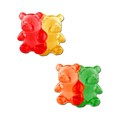 PASTEASE - GUMMY BEAR BREAST PASTIES RED/YELLOW & ORANGE/GREEN