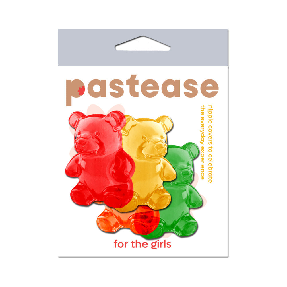 PASTEASE - GUMMY BEAR BREAST PASTIES RED/YELLOW & ORANGE/GREEN