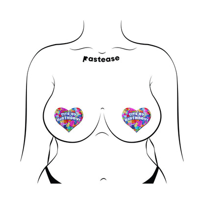 PASTEASE - TITS MY BIRTHDAY! HEART BREAST PASTIES WITH CONFETTI