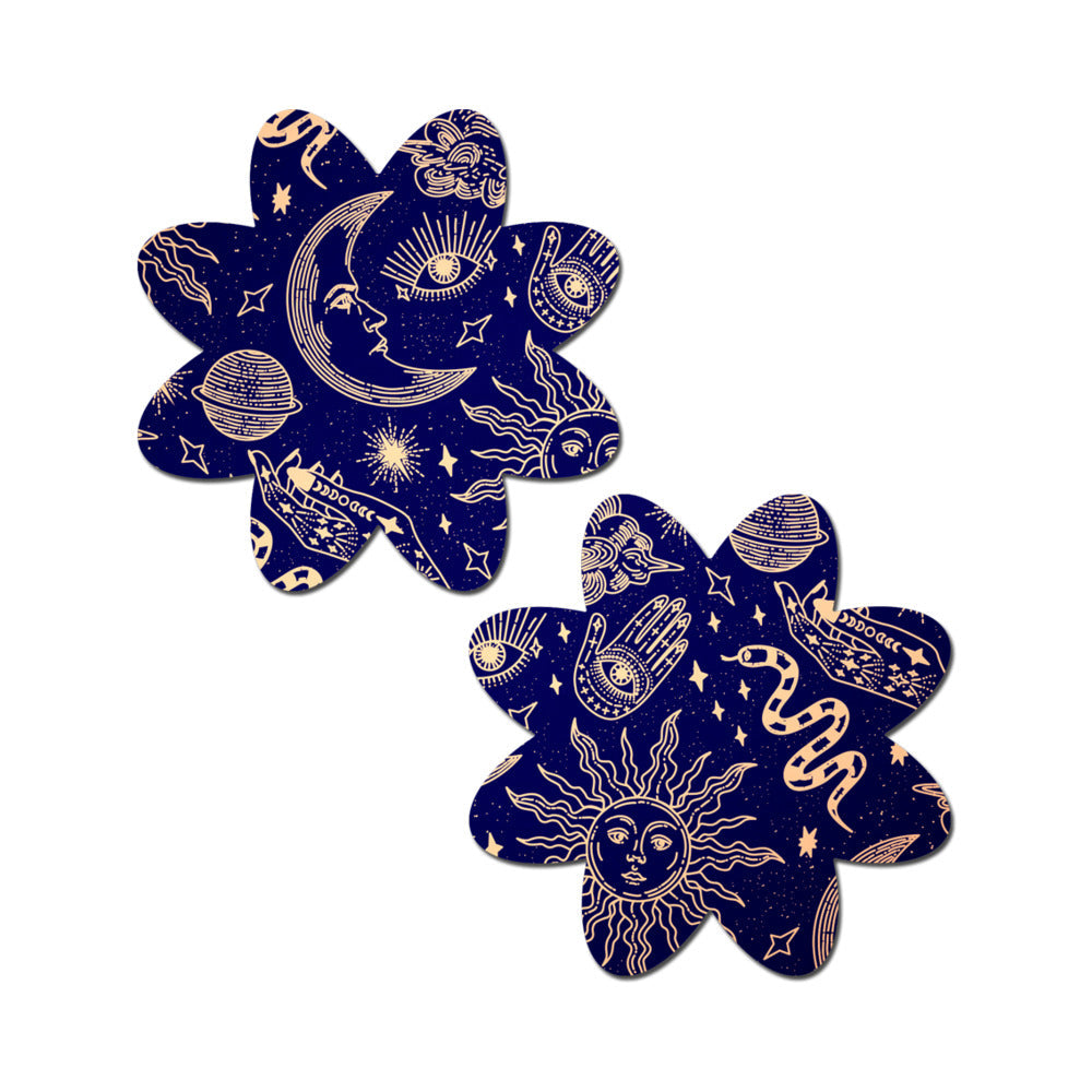 PASTEASE - MIDNIGHT CELESTIAL SUN & MOON PETAL BREAST PASTIES