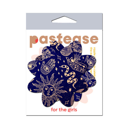 PASTEASE - MIDNIGHT CELESTIAL SUN & MOON PETAL BREAST PASTIES