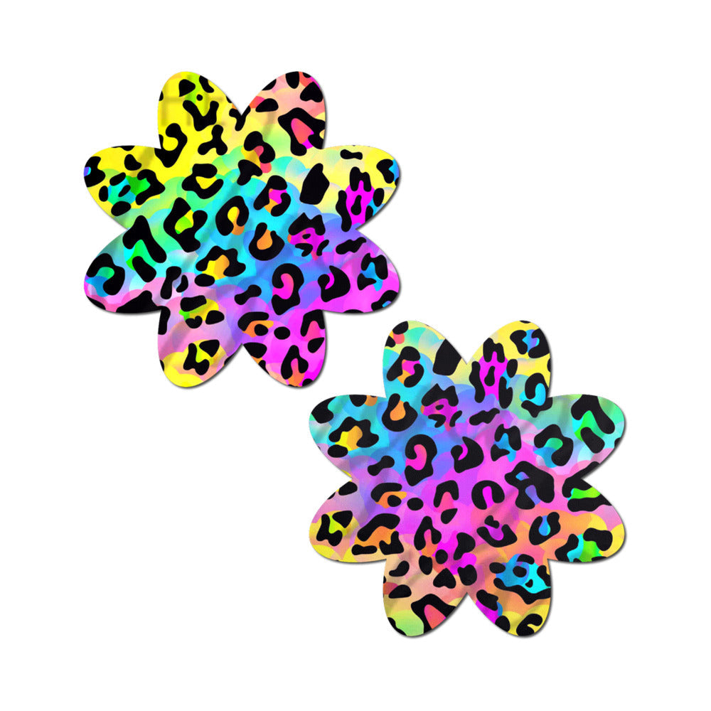 PASTEASE - RAINBOW CHEETAH LEOPARD PRINT PETAL BREAST PASTIES