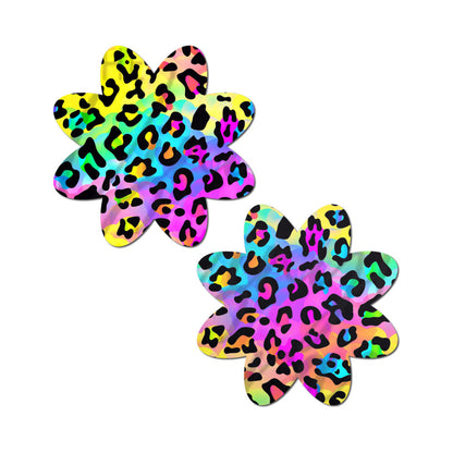 PASTEASE - RAINBOW CHEETAH LEOPARD PRINT PETAL BREAST PASTIES