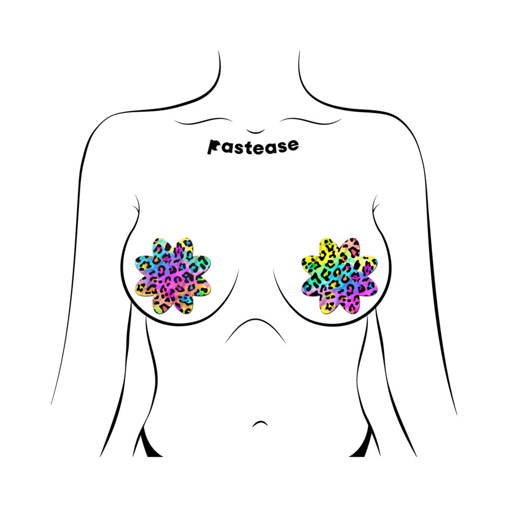 PASTEASE - RAINBOW CHEETAH LEOPARD PRINT PETAL BREAST PASTIES