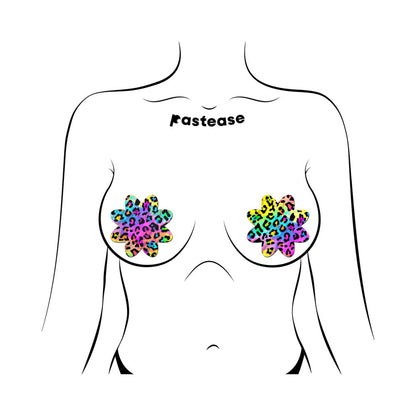 PASTEASE - RAINBOW CHEETAH LEOPARD PRINT PETAL BREAST PASTIES