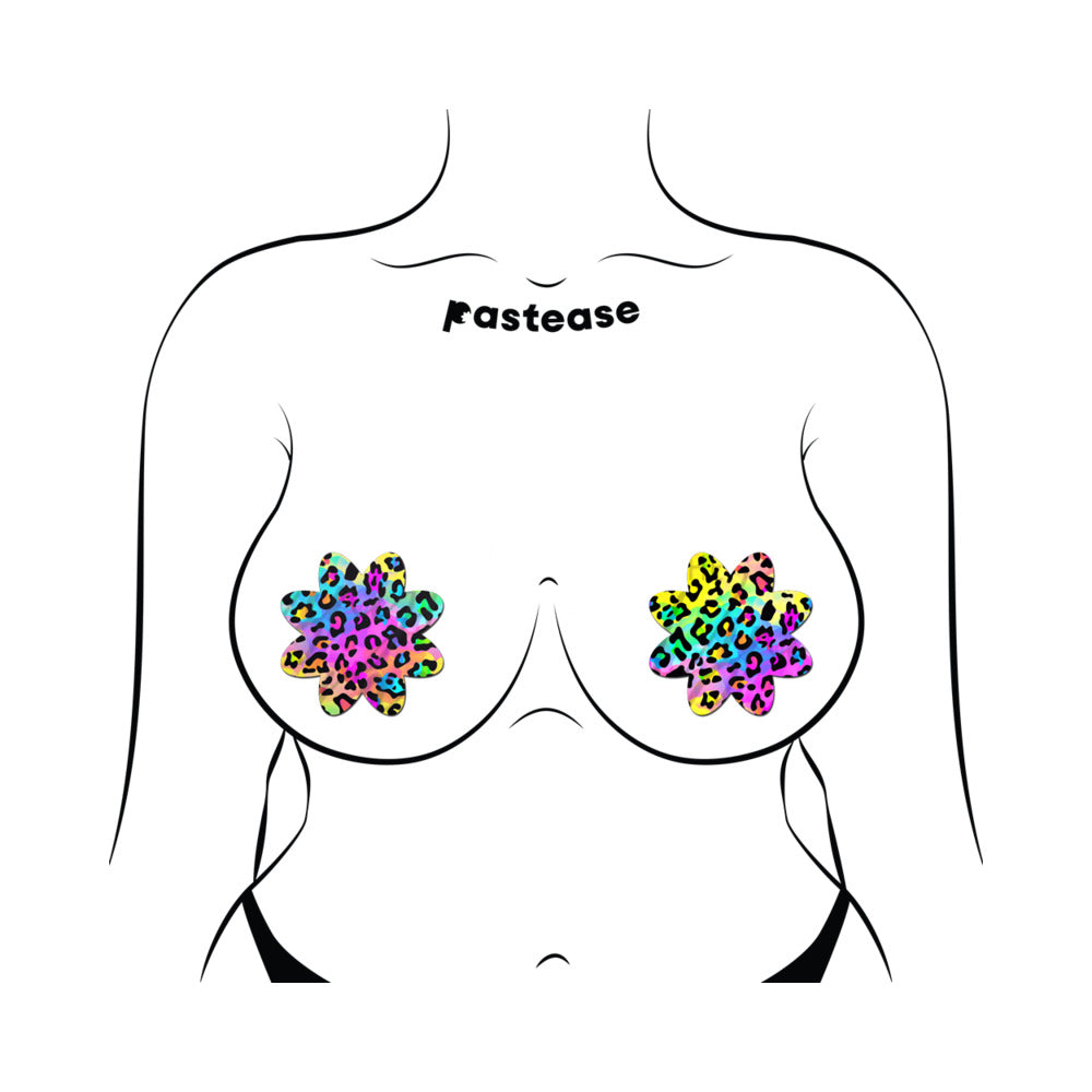 PASTEASE - RAINBOW CHEETAH LEOPARD PRINT PETAL BREAST PASTIES