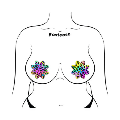 PASTEASE - RAINBOW CHEETAH LEOPARD PRINT PETAL BREAST PASTIES