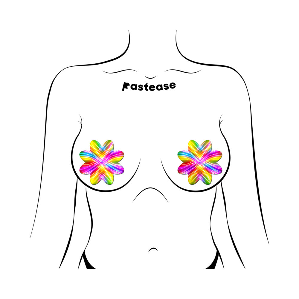 PASTEASE - ELECTRIC RAINBOW FRACTAL LASER PETAL BREAST PASTIES