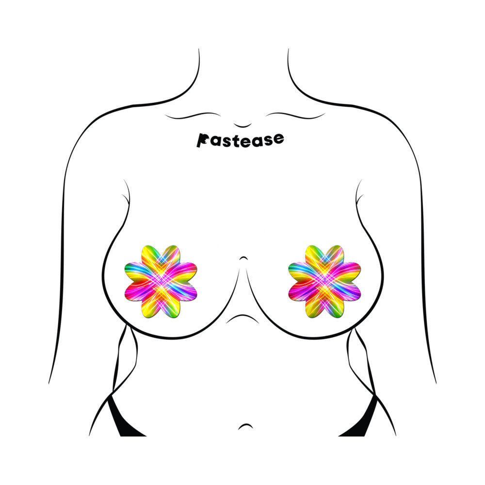 PASTEASE - ELECTRIC RAINBOW FRACTAL LASER PETAL BREAST PASTIES