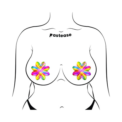 PASTEASE - ELECTRIC RAINBOW FRACTAL LASER PETAL BREAST PASTIES