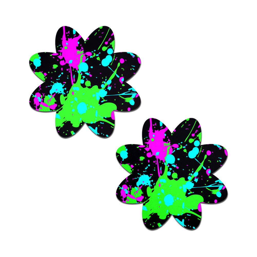 PASTEASE - VIBRANT NEON PAINT SPLATTER PETAL BREAST PASTIES