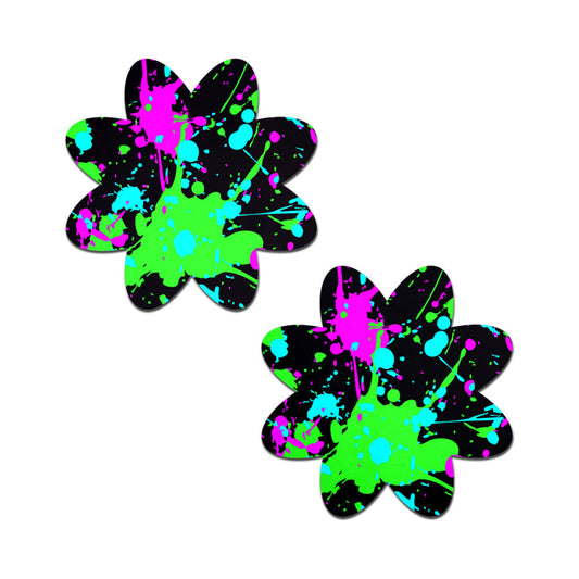 PASTEASE - VIBRANT NEON PAINT SPLATTER PETAL BREAST PASTIES