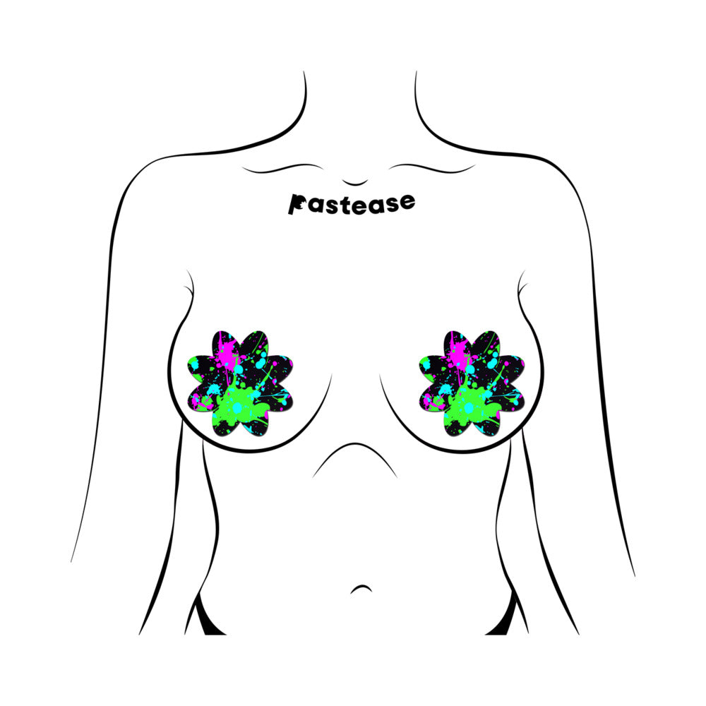 PASTEASE - VIBRANT NEON PAINT SPLATTER PETAL BREAST PASTIES