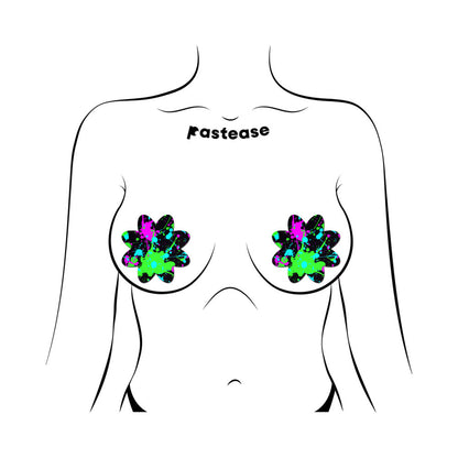 PASTEASE - VIBRANT NEON PAINT SPLATTER PETAL BREAST PASTIES
