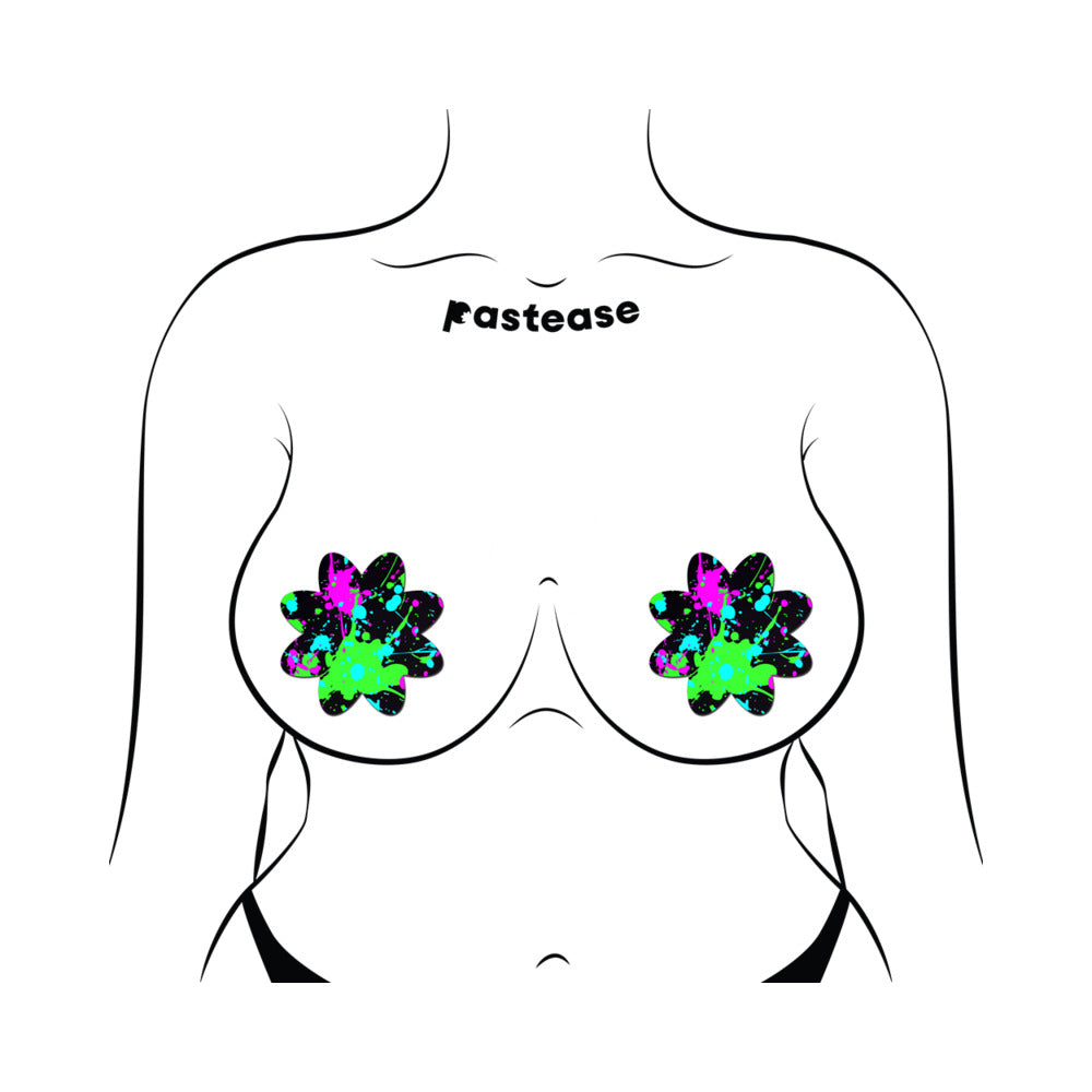 PASTEASE - VIBRANT NEON PAINT SPLATTER PETAL BREAST PASTIES