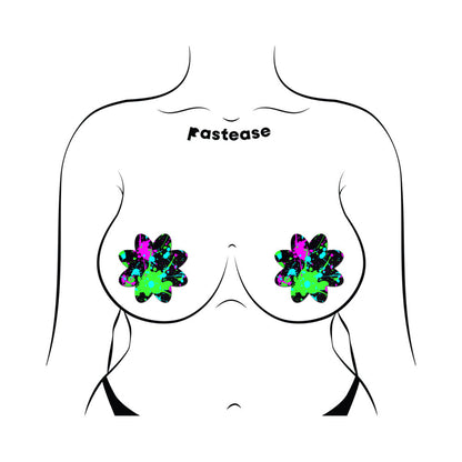 PASTEASE - VIBRANT NEON PAINT SPLATTER PETAL BREAST PASTIES