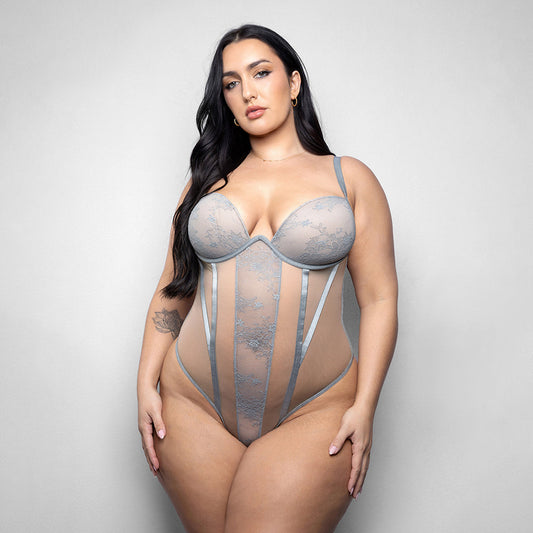 FANTASY LINGERIE - ELUSIVE MILA MOLDED CUP TEDDY WITH ZIPPER BACK XL/2XL