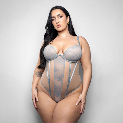 FANTASY LINGERIE - ELUSIVE MILA MOLDED CUP TEDDY WITH ZIPPER BACK 3XL/4XL