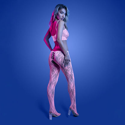 FANTASY LINGERIE - GLOW EQUILIBRIUM GLOW IN THE DARK CROTCHLESS BODYSTOCKING