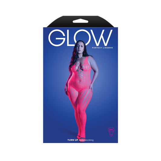 FANTASY LINGERIE - GLOW TURN UP BODYSTOCKING WITH BACK CUT-OUT DETAIL QUEEN SIZE