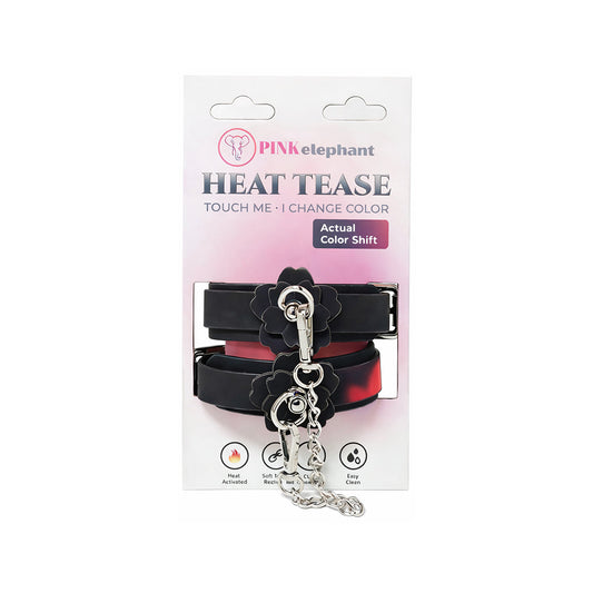 PINK ELEPHANT - HEAT TEASE FLOWER CUFFS BLACK/PINK