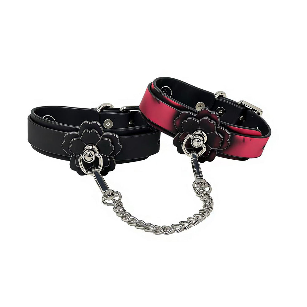PINK ELEPHANT - HEAT TEASE FLOWER CUFFS BLACK/PINK