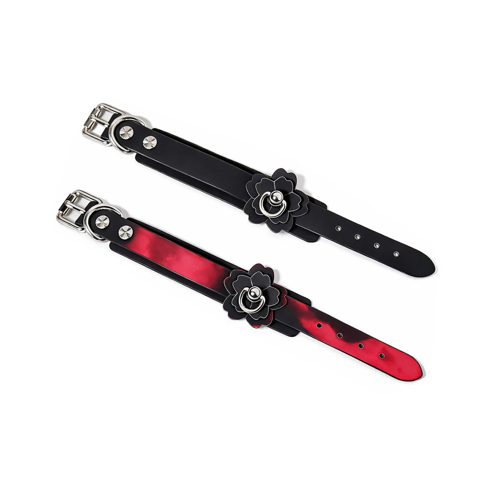 PINK ELEPHANT - HEAT TEASE FLOWER CUFFS BLACK/PINK